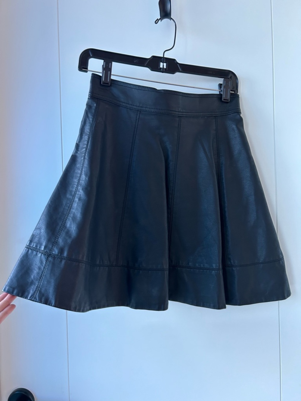 bebe Black Faux Leather Skater Skirt